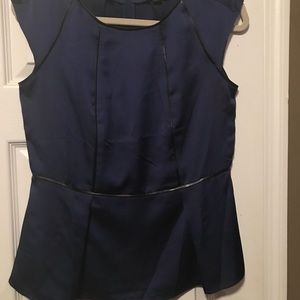 Ann Taylor navy peplum blouse size 4